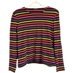 Saint James France Authentic Striped Neon Pink Black Shirt Size 6 Long Sleeves